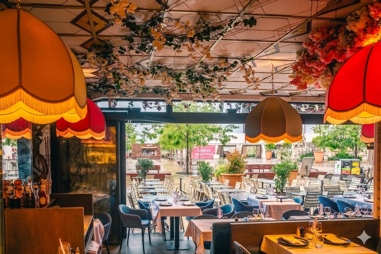 La terrasse du Caveau 30 et ses abat-jours emblématiques